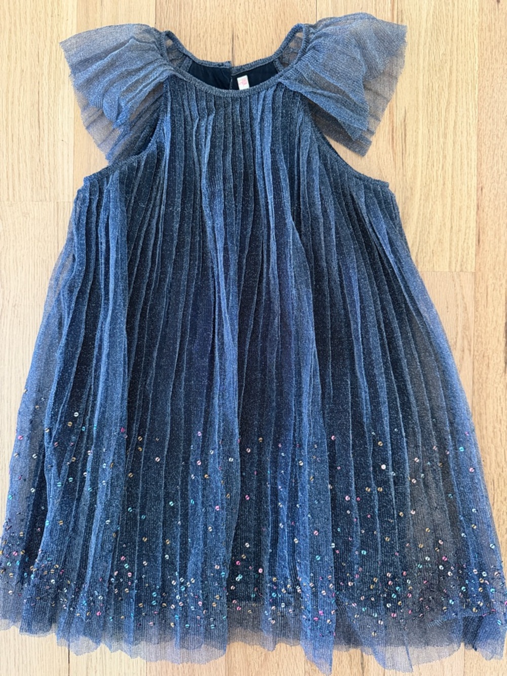 Billieblush Girls' Navy Sparkle Tulle Party Dress flutter sleeve girls sz 5 yrs